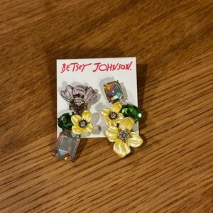 Betsey Johnson Yellow and Green Floral Earrings